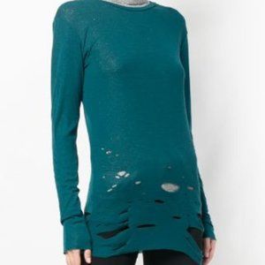 Diesel T-Fien  Ripped Destroyed Top Teal